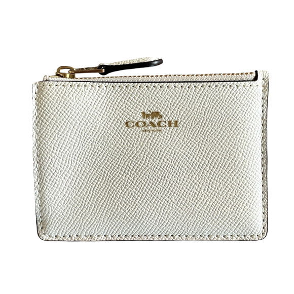 NWT COACH Chalk White Leather Skinny Mini ID Case Credit Card Holder Key Chain - Picture 2 of 7